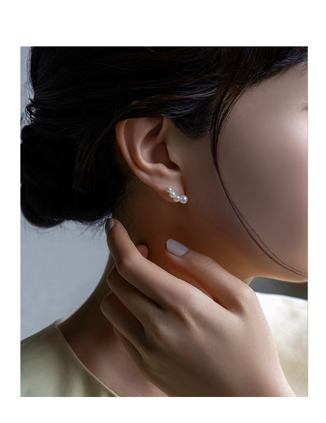 K10イエローゴールド淡水パールピアス(RPE600-003)|TSUTSUMI