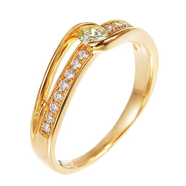 238.K18 指輪 ダイヤモンドリング D 0.52ct 花 Ring 9号