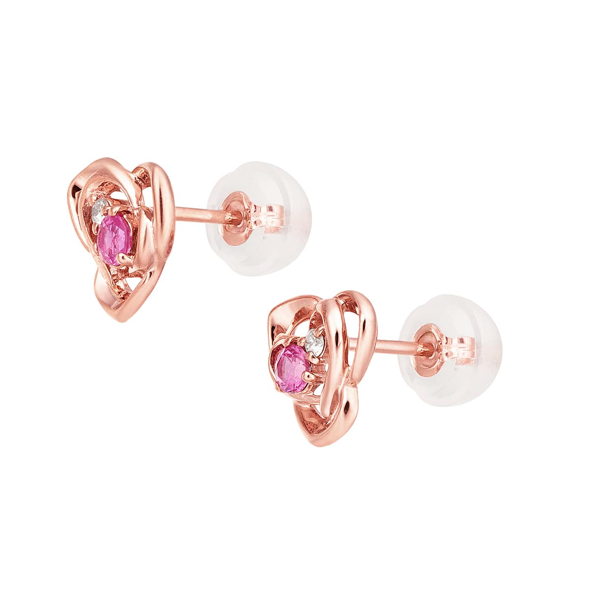 TSUTSUMI ツツミ K10ハート型ピンクゴールドルビーピアス K10ピンクゴールドルビーピアス(RPE042-004)|TSUTSUMI（ジュエリー
