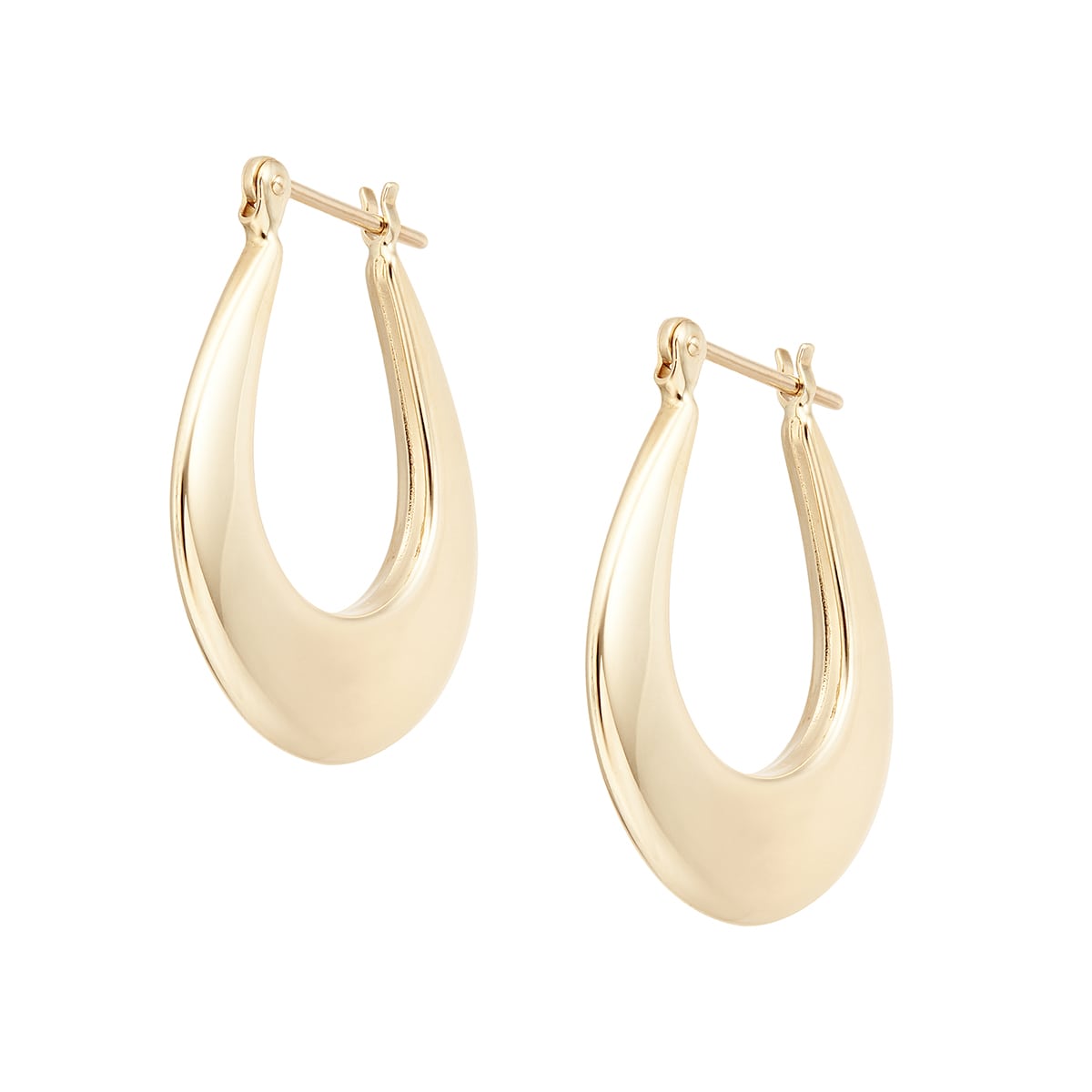 K10イエローゴールドピアス 個性的でコンテンポラリーなゴールドフープピアス。縦ラインを作る楕円のフォルムが、お顔周りをすっきりと華やかに魅せてくれます。カジュアルなスタイルをラグ Q1833784722(14000円)