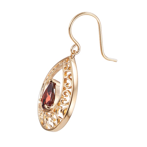 K10イエローゴールドアルマンダインガーネットピアス 