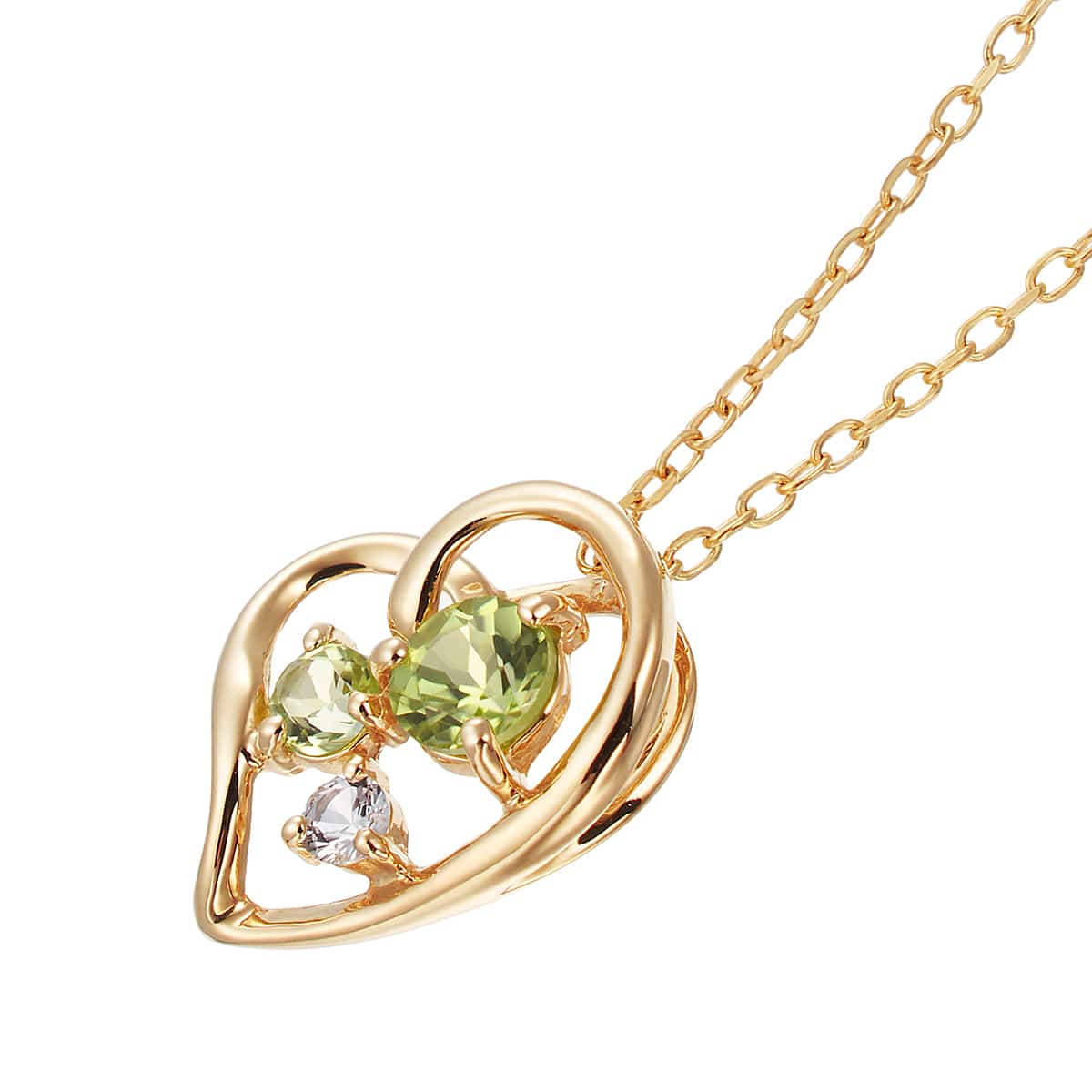 K10イエローゴールドペリドットネックレス 