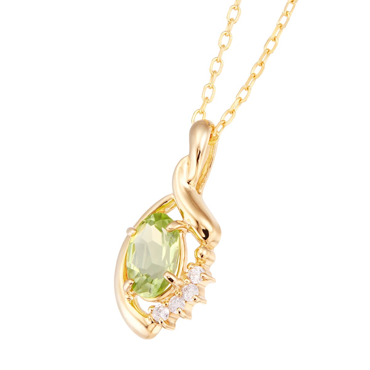 K10イエローゴールドペリドットネックレス 