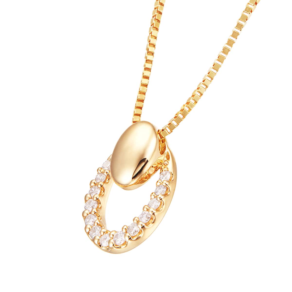 K10イエローゴールドダイヤモンドネックレス 