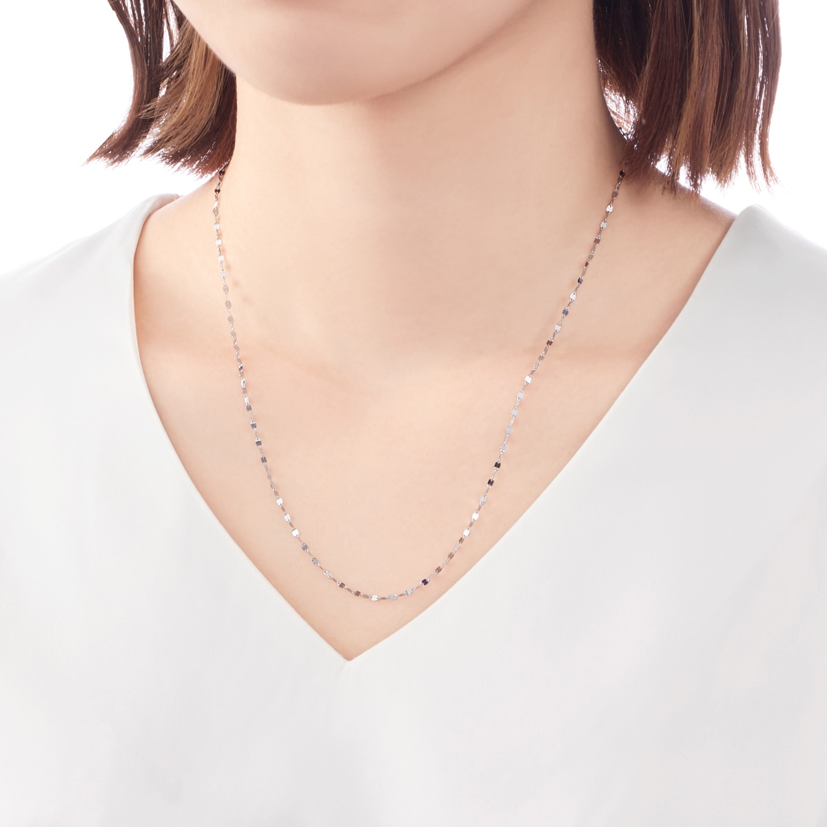 K18ホワイトゴールドネックレス（45cm）(RNC767)|TSUTSUMI