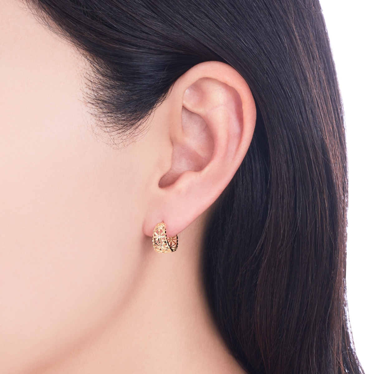 K10YG ホワイトクォーツ／キュービックジルコニアピアス | VERITEOnline-Sh