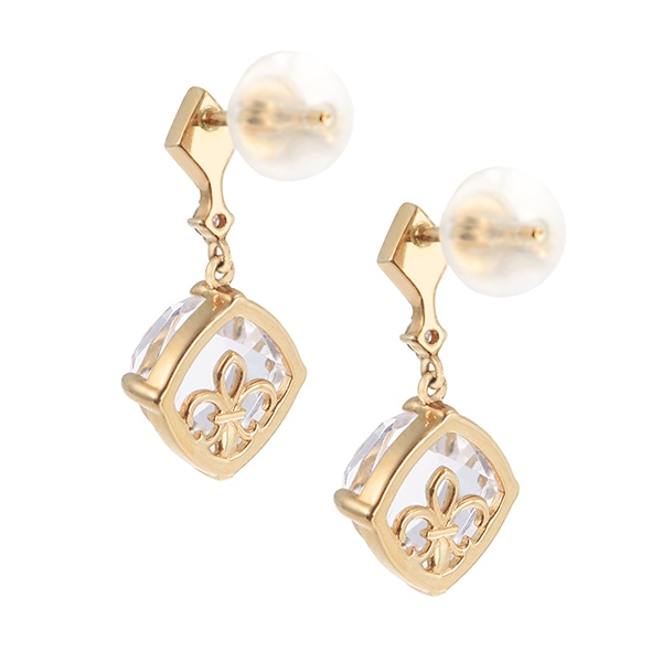 K10イエローゴールドロッククリスタルピアス アイリス