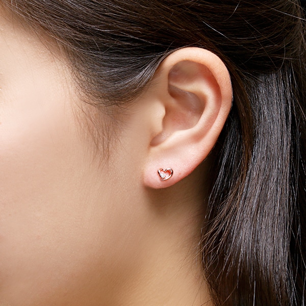 K10ピンクゴールドダイヤモンドピアス 