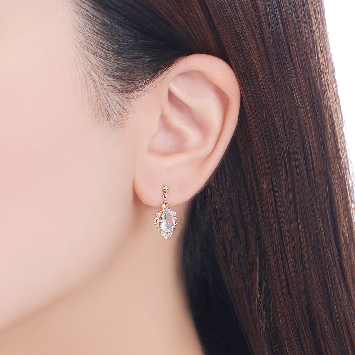 K10イエローゴールドアクアマリンピアス(RPE531-004)|TSUTSUMI