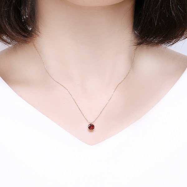 K10イエローゴールドアルマンダインガーネットネックレス 