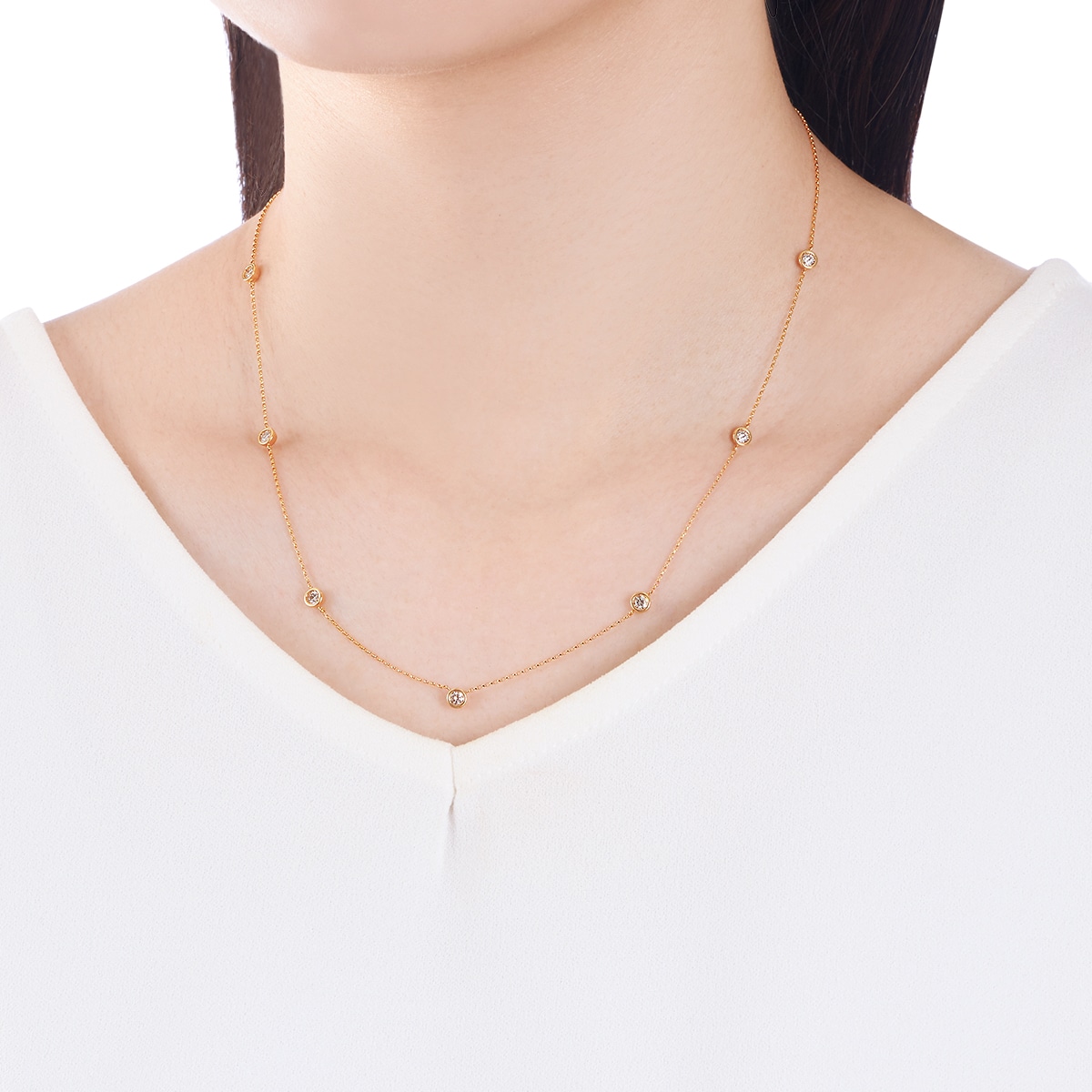 K18イエローゴールドダイヤモンドネックレス 