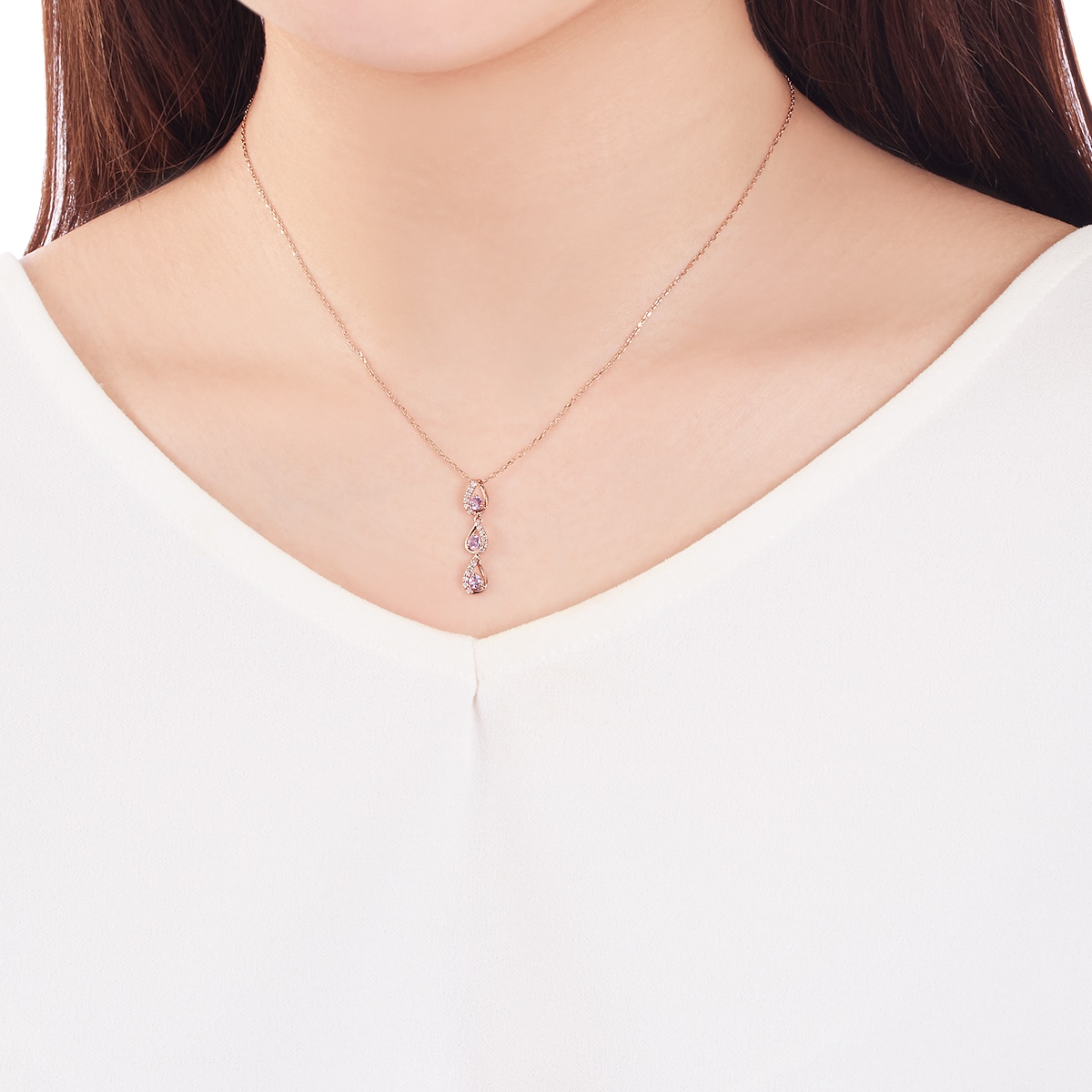 K10ピンクゴールドピンクサファイアネックレス 