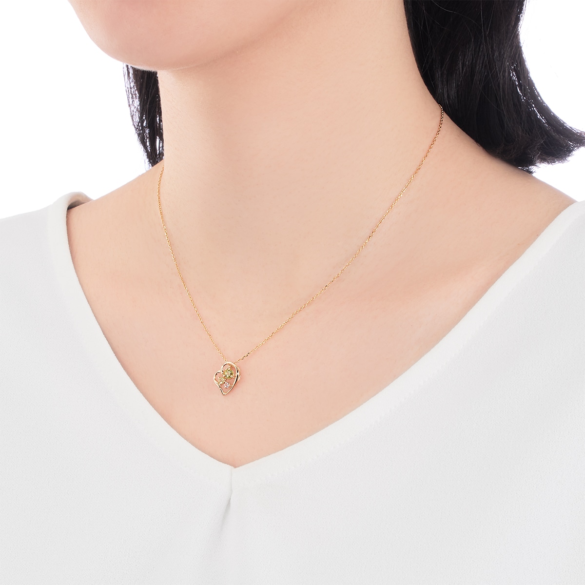 K10イエローゴールドペリドットネックレス 