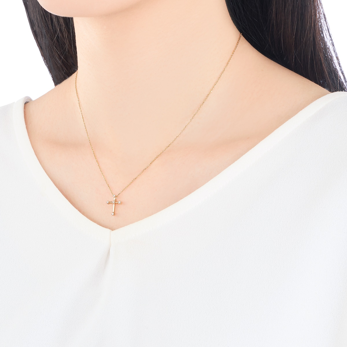 K10イエローゴールドダイヤモンドネックレス 