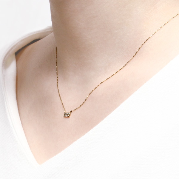 K10イエローゴールドダイヤモンドネックレス 