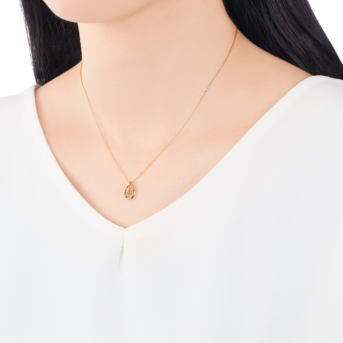 K10イエローゴールドペリドットネックレス 