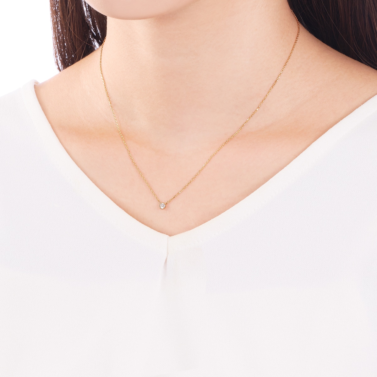 K10イエローゴールドダイヤモンドネックレス 