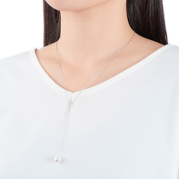 K18ホワイトゴールドアコヤ真珠ネックレス（8.5mm）: ペンダント・ペンダントネックレス|TSUTSUMIオンラインショップ