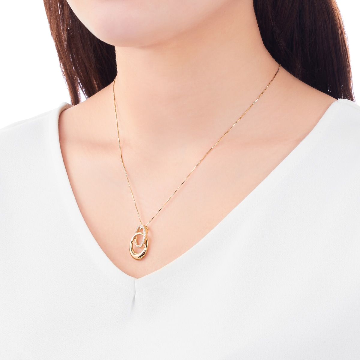 K18イエローゴールドダイヤモンドネックレス 