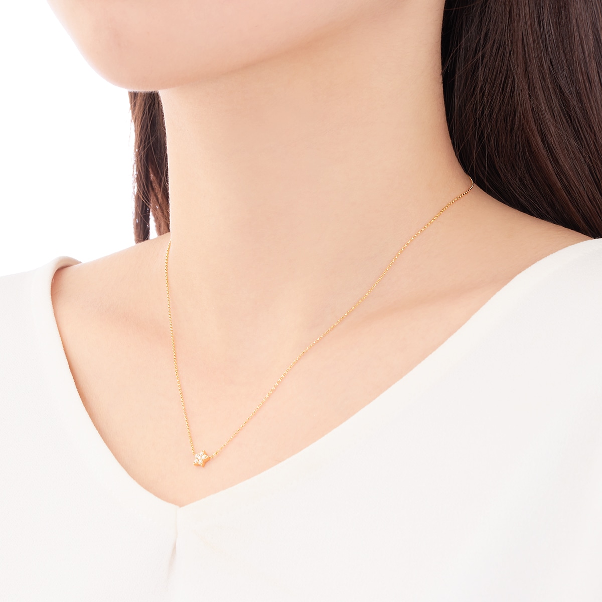 K18イエローゴールドダイヤモンドネックレス 