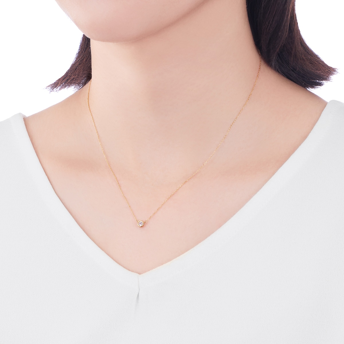 K18イエローゴールドダイヤモンドネックレス 