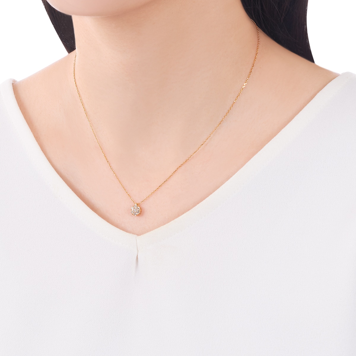 K10イエローゴールドダイヤモンドネックレス 