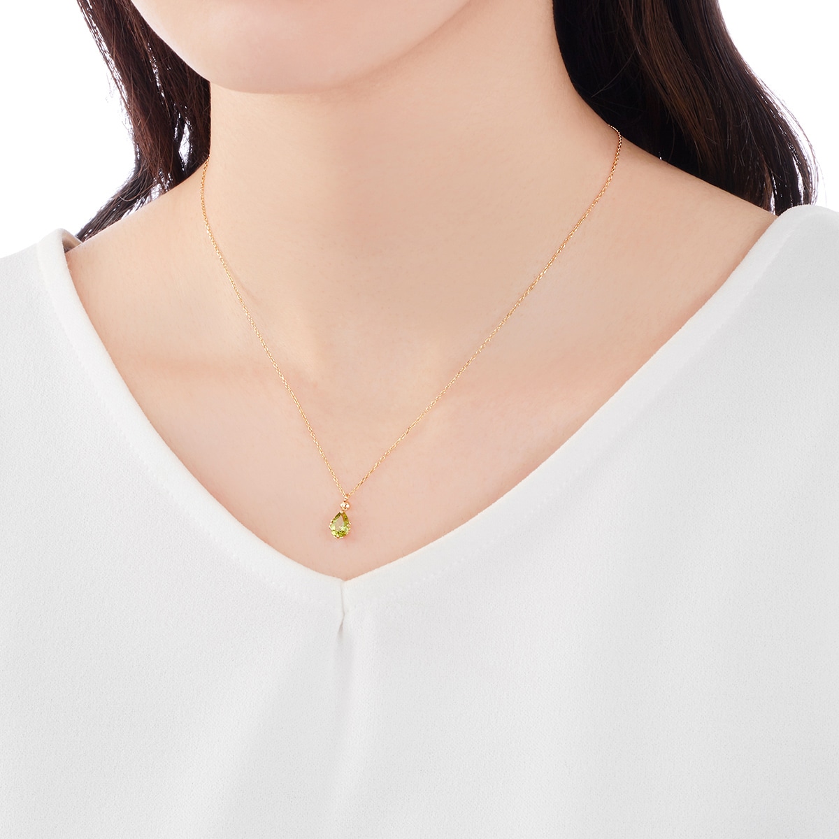 K10イエローゴールドペリドットネックレス 