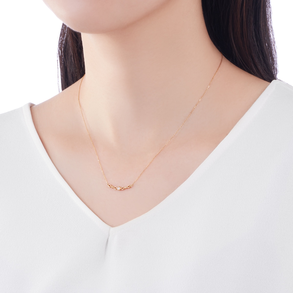 K18イエローゴールドダイヤモンドネックレス 