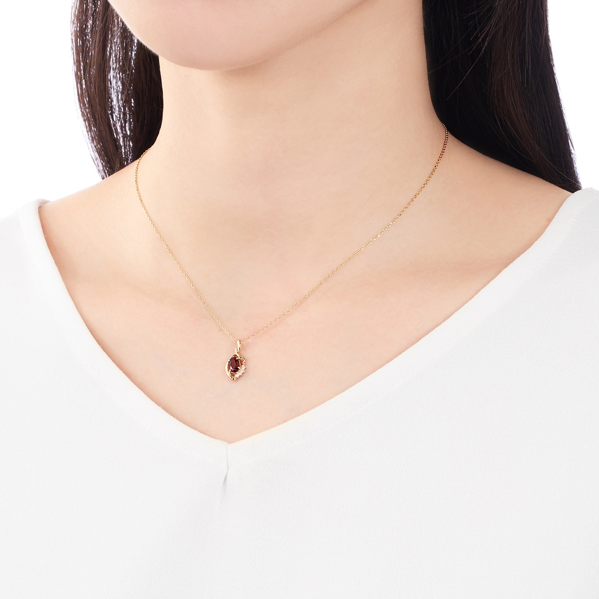 K10イエローゴールドアルマンダインガーネットネックレス 