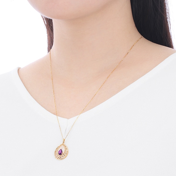 K10イエローゴールドアメシストネックレス 