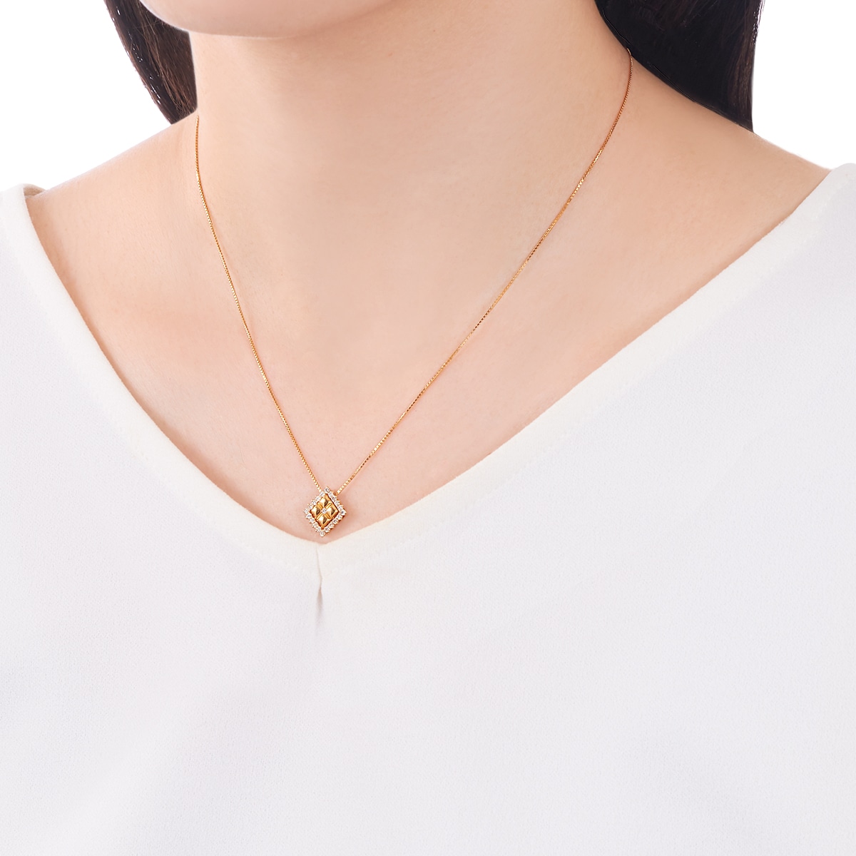 K18イエローゴールドダイヤモンドネックレス 