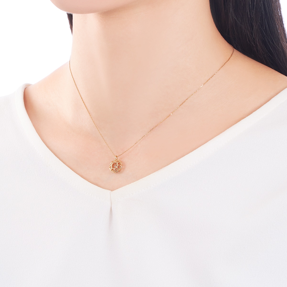 K10イエローゴールドダイヤモンドネックレス 