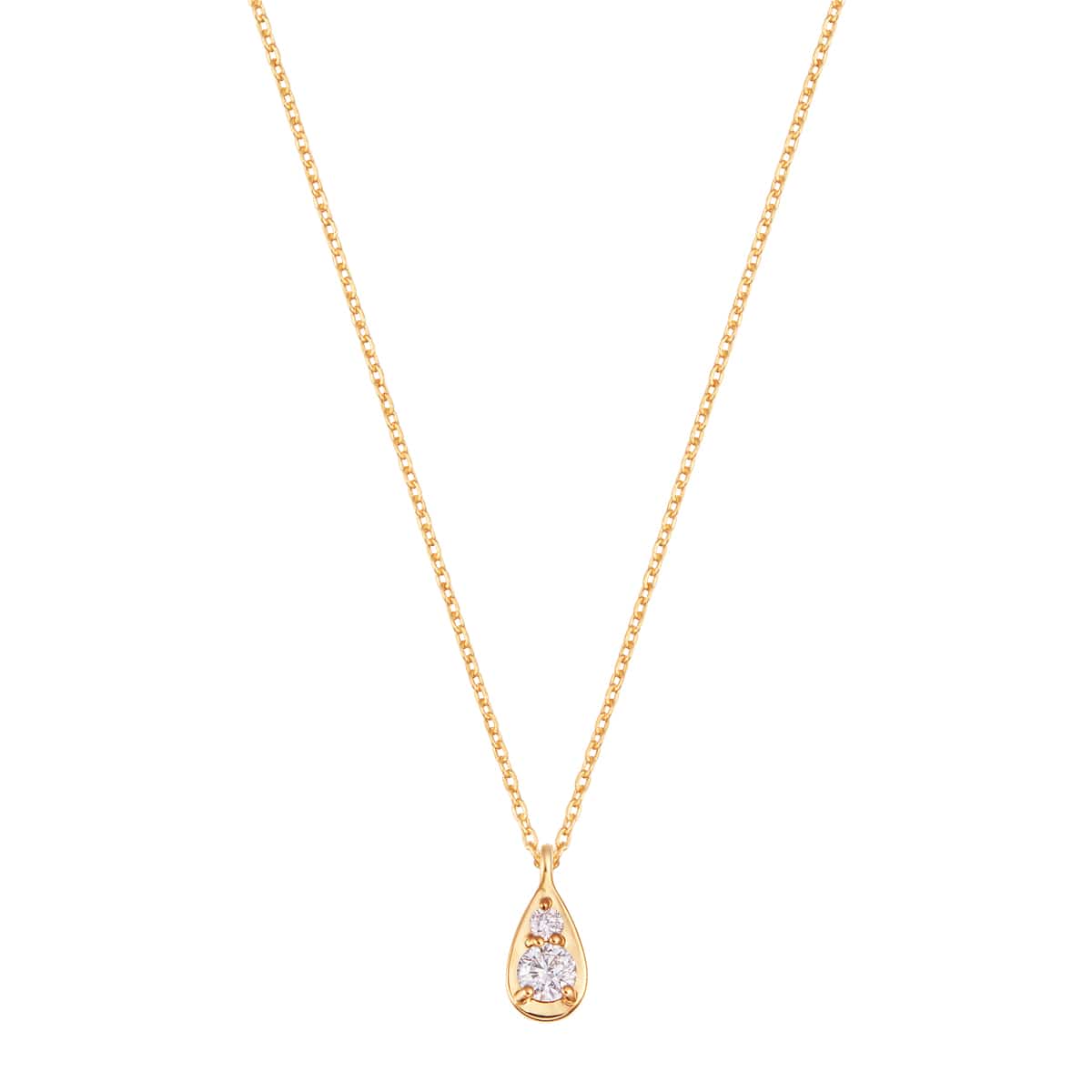 TSUTSUMIオリジナルブランド『Blessed Rain』の光を受けてきらめく『しずく』をダイヤモンドとメタルで表現したミニマルなデザインが美しいK18イエローゴールドダイヤモンドネックレス