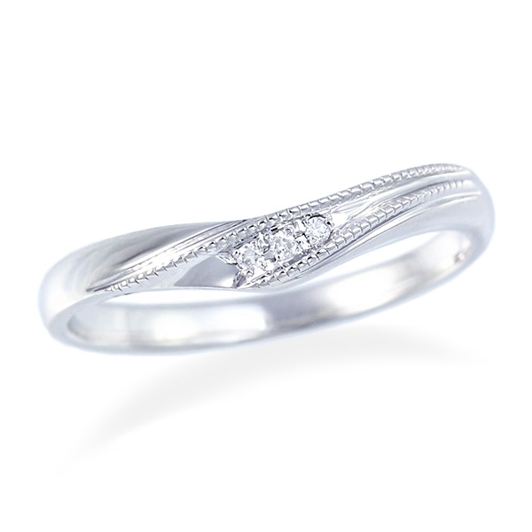 【結婚指輪】プラチナとダイヤモンドの異なる輝きが美しく重なり合う個性的なデザイン