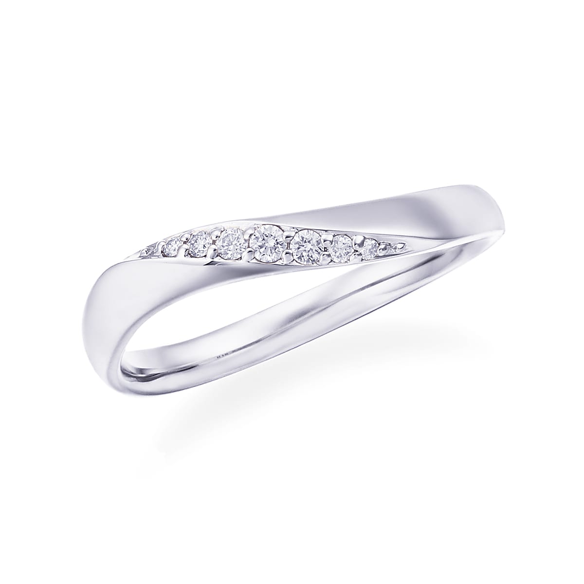 【結婚指輪】プラチナとダイヤモンドの異なる輝きが美しく重なり合う個性的なデザインが美しいプラチナマリッジリング