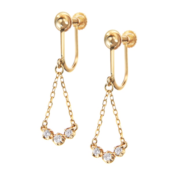 K10イエローゴールドダイヤモンドイヤリング 