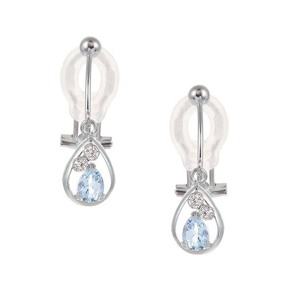 ソフトパープル K10PG アクアマリン イヤリング ネジ式 - イヤリング