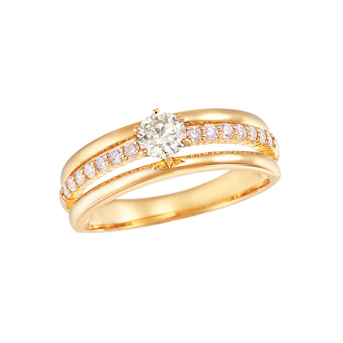 238.K18 指輪 ダイヤモンドリング D 0.52ct 花 Ring 9号