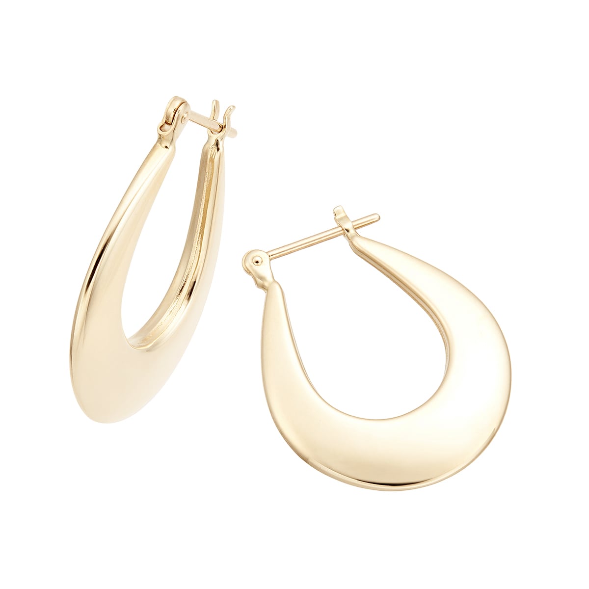 K10イエローゴールドピアス 個性的でコンテンポラリーなゴールドフープピアス。縦ラインを作る楕円のフォルムが、お顔周りをすっきりと華やかに魅せてくれます。カジュアルなスタイルをラグ Q1833784722(14000円)