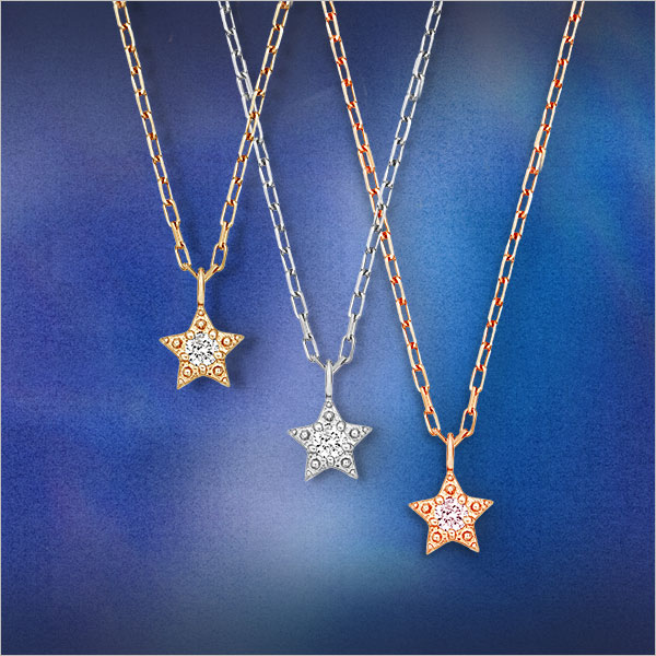 ジュエリーツツミ　星型ネックレス　 K10WGダイヤモンドプチネックレス★ 夜空の美しさを身にまとう ― 星・月モチーフジュエリー|TSUTSUMI